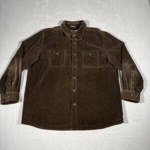 VTG Woolrich Shirt Jacket Men Size XL Brown Corduroy Aztec Print Lined Cotton